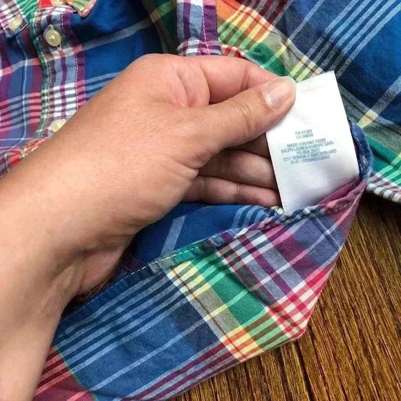 Ralph Lauren Boys 12M 100% Cotton Multi-Color Plaid Button-Down Shirt - EUC! - Picture 10 of 10